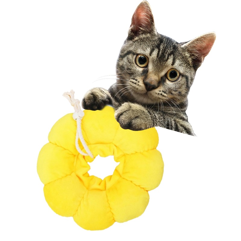 Adjustable Cat Recovery Collar Cat Elizabethan Collar Pet Cone Collar Cat Cone Collar for Anti-Bite Lick, Kittens and Puppies Wound Healing (S Sun Flower) sun flower rainbow sun flower 22.6*8.6*4