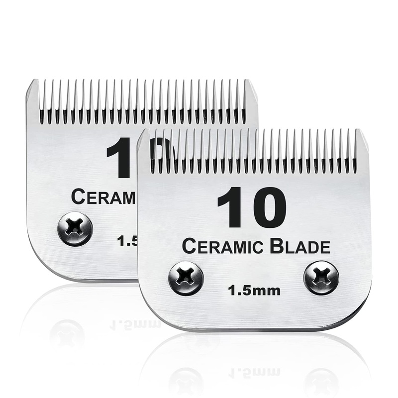 AIJALY 10 Blades Dog Grooming Blades Compatible with Andis/Wahl/Oster Pet Clippers AG AGC Ceramic Sharp Size-10, 1/16-Inch Cut Length (#10 Blade/2PC) #10 Blade/2pc