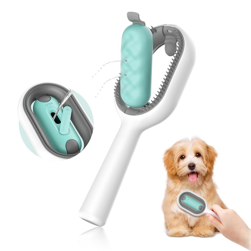 Cat Brush with Water Tank Pet Hair Removal Comb Slicker Brushes for Dogs Cats Grooming Tool Removes Loose Undercoat Mats Tangled Hair Brush for Pet Massage (LongHaired Blue) LongHaired Blue
