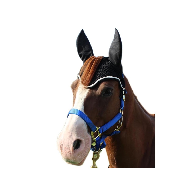 Crochet Horse Fly Veil Ear Bonnet with Forelock Opening