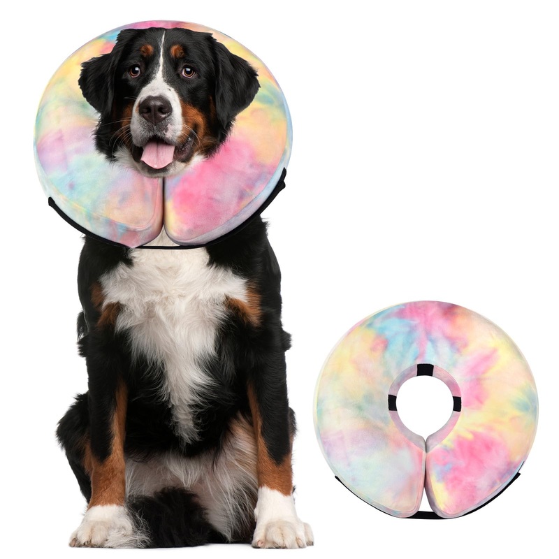 Dog Cone, Y-blue Dog Cone Collar Inflatable Dog Neck Collar Recovery E-Collar Alternative, Dog Donut Collar After Surgery for Dogs and Cats(Pink Blue, XL) Pink Blue