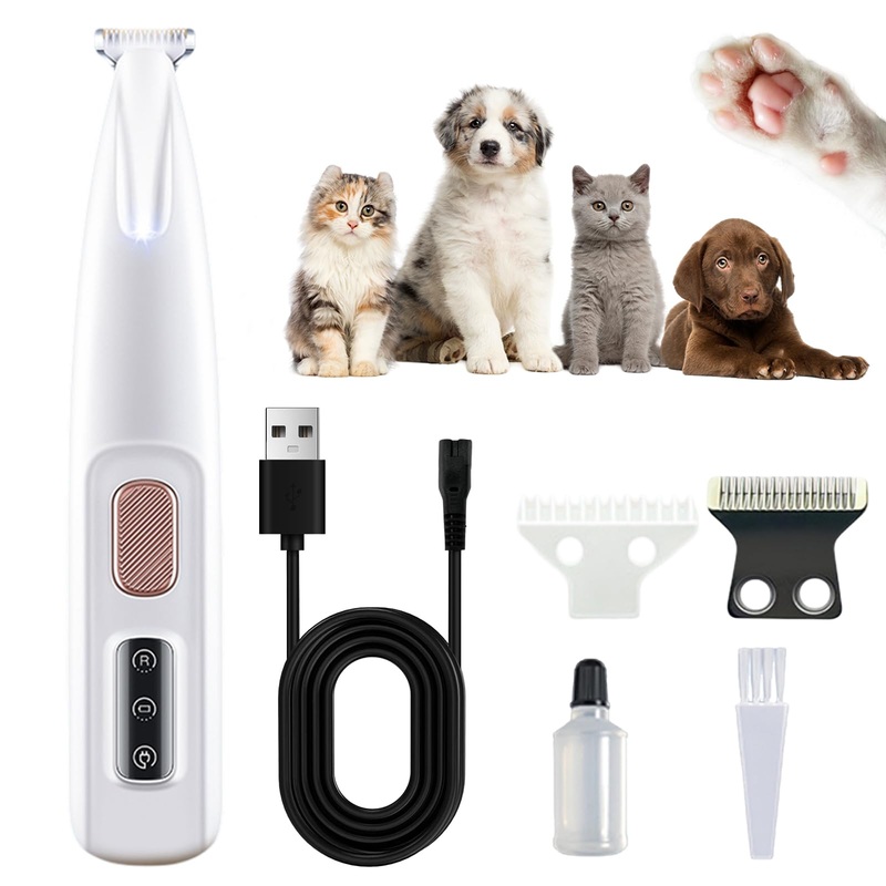Dog Paw Trimmer, Multifunctional Pet Micro Precision Trimmer, Electric Dog Paw Hair Trimmer,Waterproof Rechargeable with LED Light, Low Noise Paw Fur Trimmer, for Dogs Cats Hair Trimming