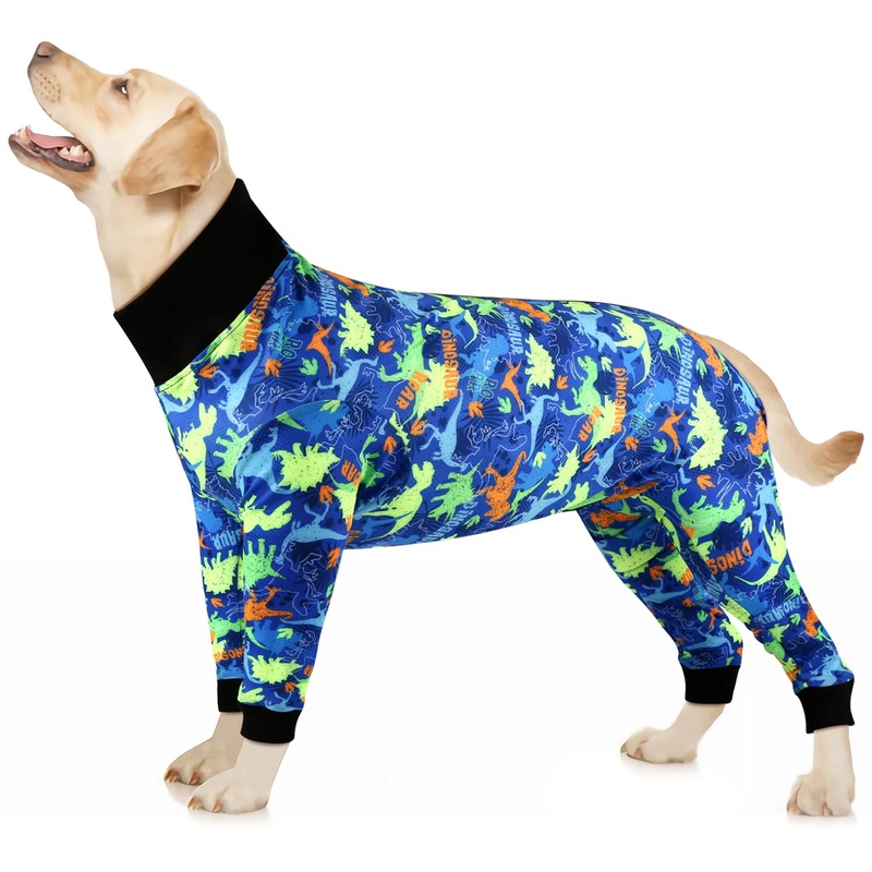 Etdane Dog Onesie Surgery Recovery Suit for Female Male Dogs After Spayed Suit Surgical Recovery Suit Anti Shedding Body Suit for Small Medium Large Dog Dinosaurs/3XL 3XL