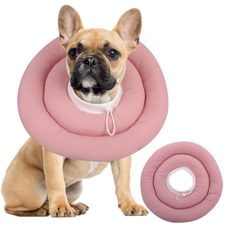 IDOMIK Dog Recovery Collar, Waterproof Soft Dog Cone After Surgery, Comfy Protective Elizabethan Collar Alternative for Dogs Cats, Adjustable Dog Neck Donut Collar Cone Anti-Licking Biting Wounds M Pink