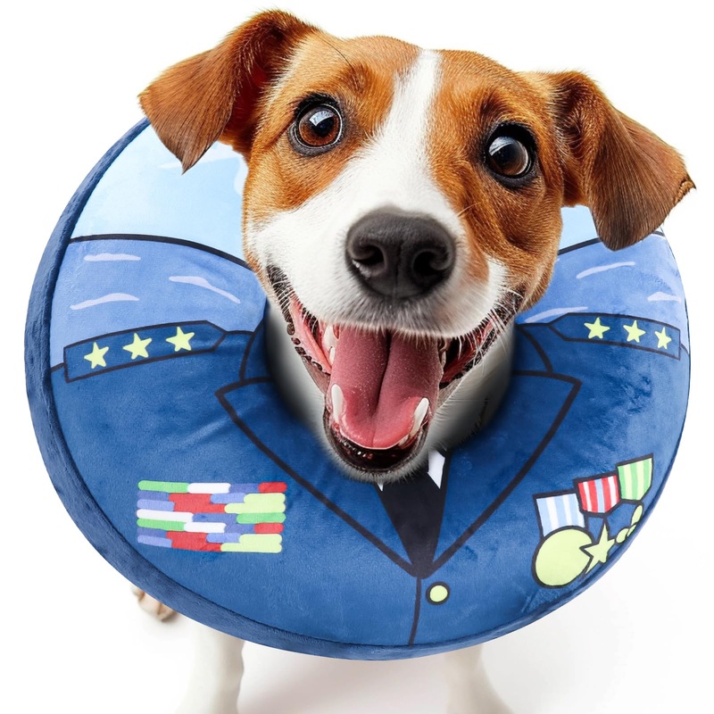 Inflatable Dog Cone Collar Alternative After Surgery, Dog Neck Donut Collar Recovery E Collar, Soft Dog Cone for Small Medium Large Dogs Blue L (12.5″-18″)