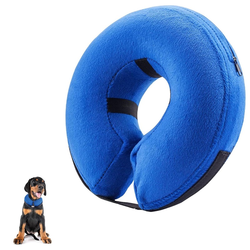 Inflatable Dog Cone for Medium Dog Designed for Comfortable Post-Surgical Recovery Ultra-Soft Comfort Unblocked View No Disruption to Dog’s Daily Life Medium[Neck:9″-12″] Blue
