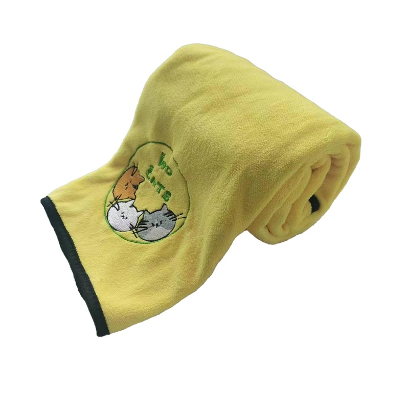 Microfiber Dog Towels- Super Absorbent Fast Drying Towels for Dogs Cats Yellow & Grey(M 19.69 * 39.37 in) M 19.69*39.37 in