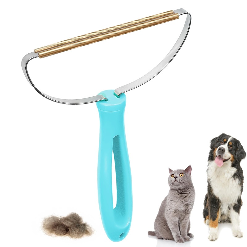 Pet Dog Cat Hair Remover, Lint Removal Tool, Fur Carpet Rake for Couch, Furniture, Car Mat, Pet Bed, Clothes, Pet Towers, Rugs, Easy to Remove Multi Fabric Stubborn Pet Hair, 1Pack (Blue)