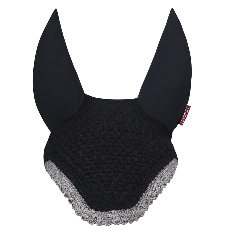Prominent Ear Bonnet with Sound Resistant and Soft Stretchable Lycra Ears (Large: (Horizontal) A: 34cm, (Vertical) B: 42cm, Black-Grey) Large: (x-axis) A: 34cm, (y-axis) B: 42cm