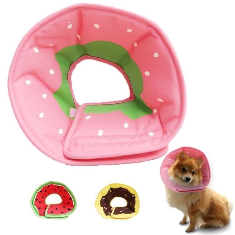 Soft Dog Cone, Lightweight Elizabethan Collar for Dogs, Adjustable Soft Cones for Dogs/Cats to Stop Licking After Surgery, Cute Strawberry Cone of Shame Alternatives for Pets(Large) Large (Neck:10.5-13.5” Medium Dog)
