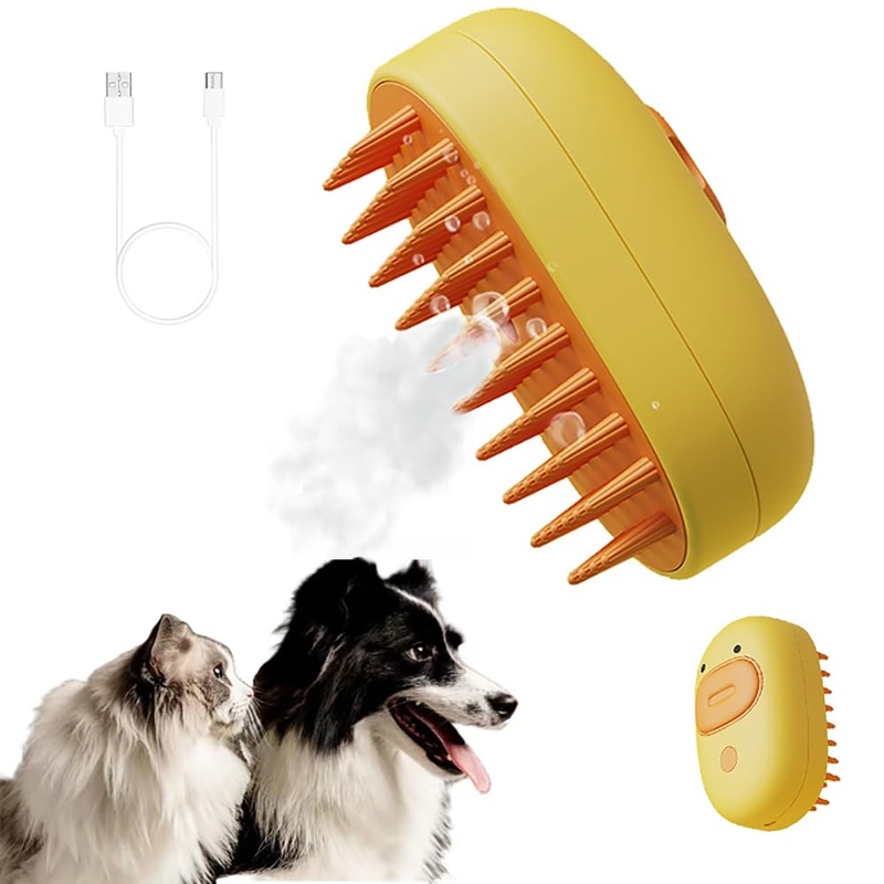 Steam Cat Brush Dog Brush for Shedding Rechargeable Cat Brush Unique Pet Brush (yellow) yellow