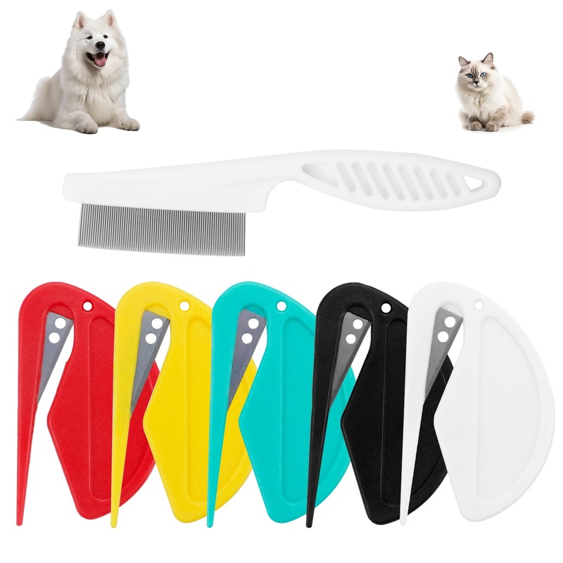 6 PCS Knotting Comb for Cats, Pet Knotting Comb for Hair Removal, Pet Hair Removal Tool Set, Suitable for Cat Dog Grooming Comb Knot Remover, Cat Dog Grooming Supplies