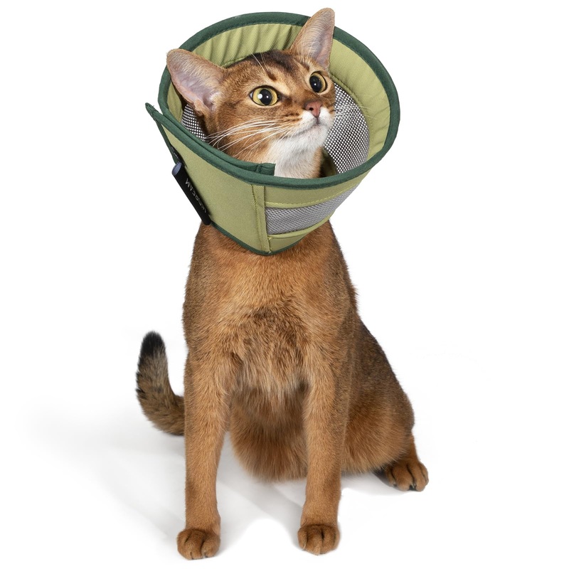 Breathable Soft Dog Recovery Cone Collar After Surgery, Adjustable Lightweight Elizabethan Collar with Air Mesh for Cats, Protective Collar to Stop Licking for Puppy, Green, M M(Neck: 6.7″-8.6″)