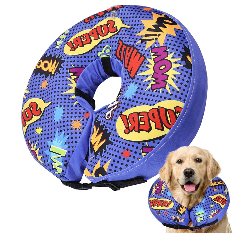 Crazy Felix Dog Cone Alternative After Surgery, Soft Inflatable Dog Cone for Small, Medium and Large Dogs, Dog Donut Cone to Stop Licking and Chewing, Dog Protective Recovery Cone(Blue,S) S (Neck:8-11 in) Blue