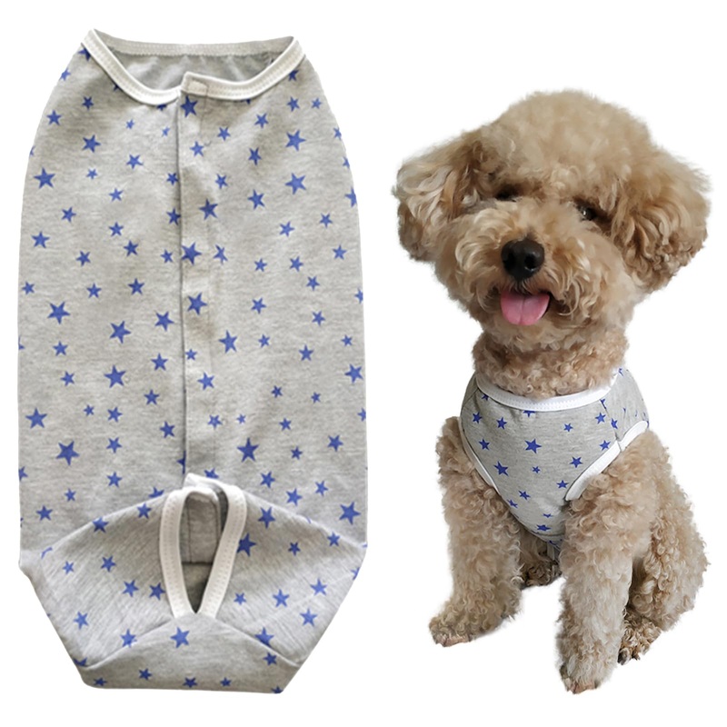 Dog Surgical Recovery Suit, Spay Recovery Suit for Small Medium Dog, Post Surgery Dog Onesie for Male Female Puppy (Grey Stars-XXS) XX-Small Grey Stars