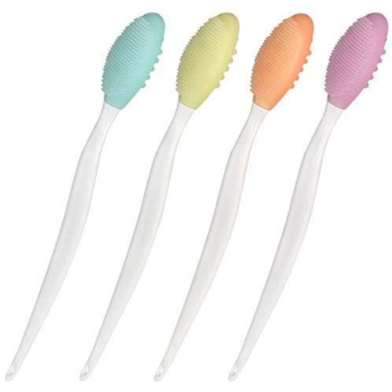 Dog Toothbrush, 4 Packs Silicone Pro Double-Sided Soft Comfort Gentle Dental Brushes Set Kit with 5.7 inches Curved Long Handle for Puppy Small Medium Dogs Cats Most Pet (Set 1) Set 1