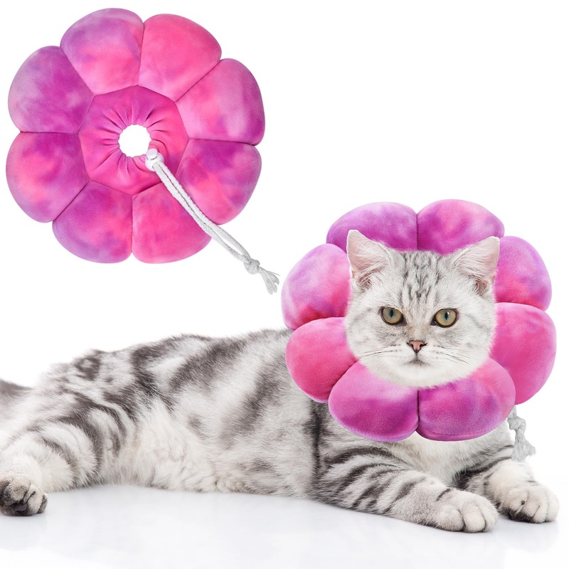 Flower Cat Cone, Cat Cone Collar Dog Cone Soft Recovery E-Collar Dog Elizabethan Collar for Dogs and Cats, Cat Cones to Stop Licking(Rose Purple, M) Rose Purple Medium