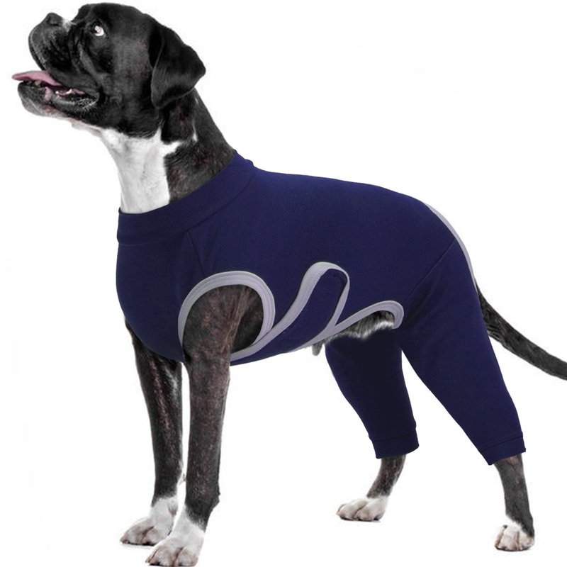 Kuoser Dog Surgery Recovery Suit, Professional Dog Surgical Suit for Back Legs, Soft Dog Recovery Sleeve to Prevent Licking Biting Wounds, Dog Onesie After Surgery Elbow Protector, Blue L Large (Back: 15.74″; Chest: 20.47″- 24.4″)