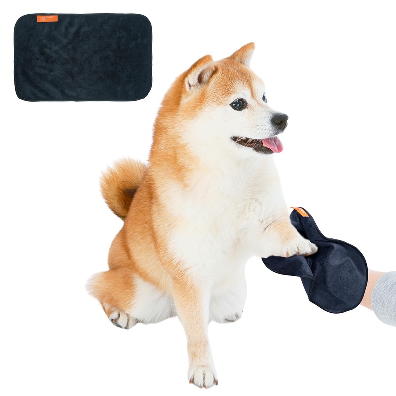 Paw Towel for Drying Small Dogs Paws and Legs – Ultra-Soft Microfiber, Super Absorbent, Quick Dry and Machine Washable  Must Have for Pets After Walk  Hand Size  Black  9.5×15 in