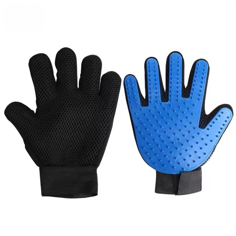 PET Grooming Glove – Pet Grooming Glove, Dog and Cat Brush for Gentle Shedding, Efficient Pets Hair Remover Mittens, Dog Washing Gloves for Long and Short Hair Dogs, Cats, Horses (Blue) Blue