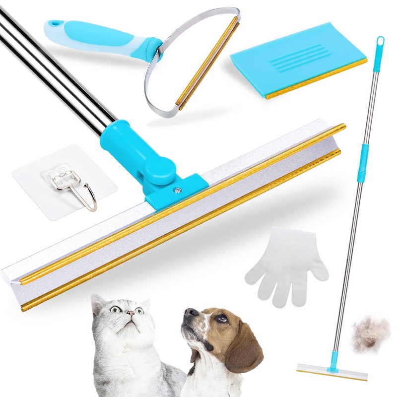 Pet Hair Removal Tool  4-Pcs Set | Cat and Dog Hair Retractable Rake | 56 Adjustable Carpet Rake for Pet Hair Removal | Carpet Scraper for Pet Hair