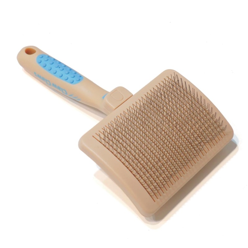 Pet Slicker Brush for Large Dogs, Plastic Handle, Gently Remove Tangled and Mats Hair, Pet Grooming Brush Tool, Sheepskin Wool Carders (8″ Quick Cleaning) 8″ Quick Cleaning