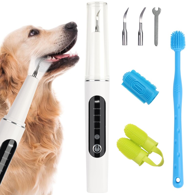Plaque Remover for Teeth,Dog Teeth Cleaning kit,Tartar Remover for Dog Tooth,5 Modes Ultrasonic Dental Tool Cleaner & Scraper for Pet Tooth with Led Light-White White