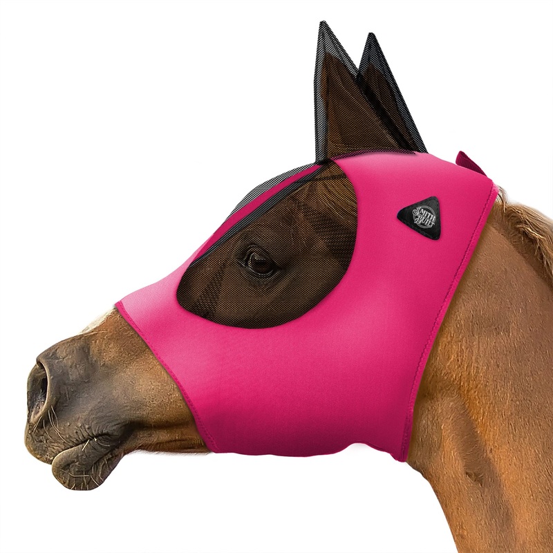 SmithBuilt Horse Fly Mask (Pink, Horse) – Mesh Eyes and Ears, Breathable Fabric, UV Protection Pink
