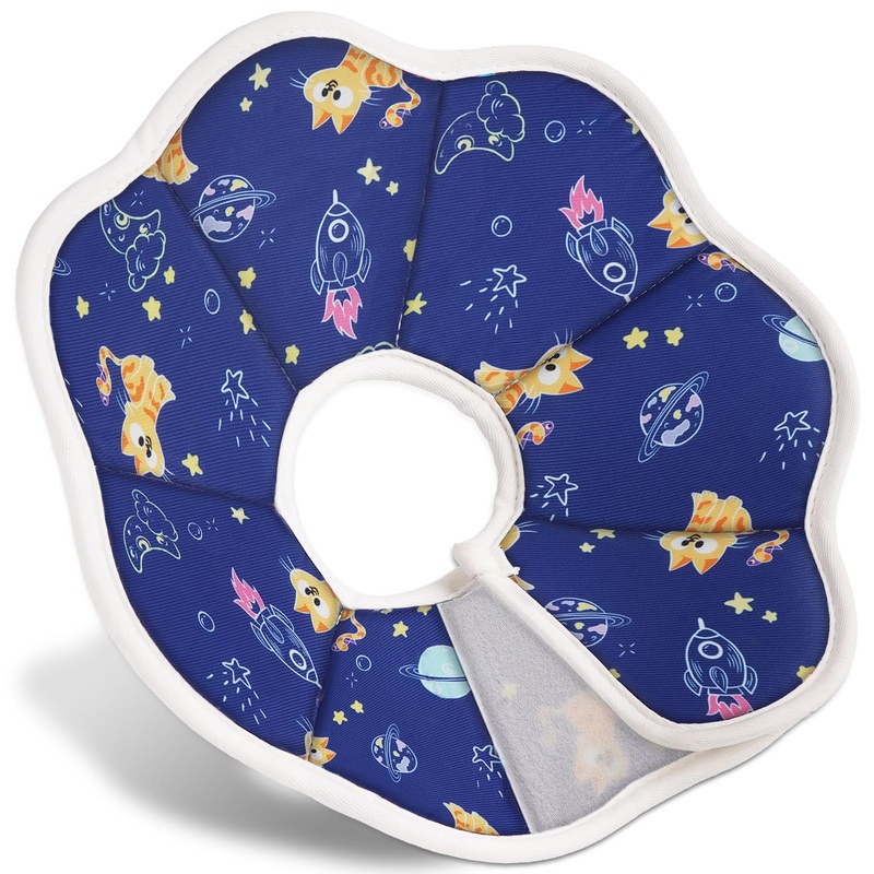 Soft Recovery Adjustable Cat Cone fits Different Sizes cat, is Anti-Licking but has No Effect on The Cat’s Daily Life, Elizabethan Neck Protective Collar for Cats Kittens-Starry Sky Yellow-L Large(Neck:9.84-13.38 in) B-Yellow