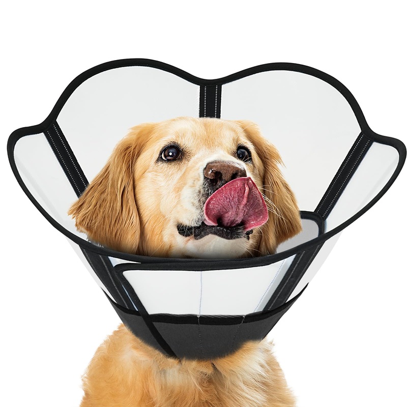 Supet Soft Dog Cone Collar for Large Dogs, Comfortable Dog Cone to Stop Licking, E Collar for Dogs After Surgery, Adjustable Dog Cones for Small Medium Large Dogs XL (Neck:15.7-18.5 in) Black