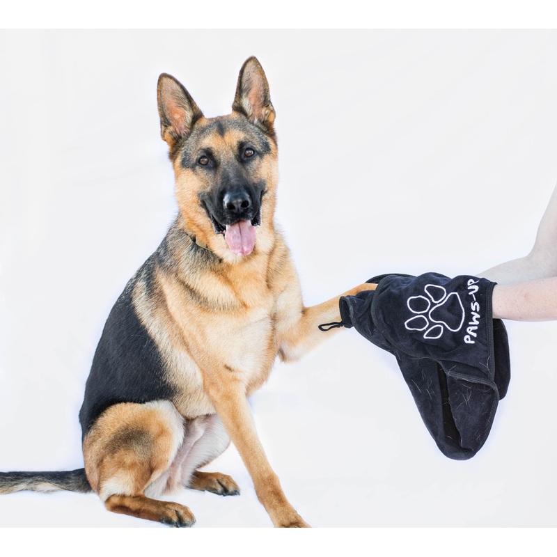 XL Paw Cleaning Towel for Dogs removes mud Dirt Grass Sand allergens Machine Washable Microfiber Also Great for a Quick Dry Puppy Bath Towel with Two Hand Pockets. 34 X 10 XL (black) Black