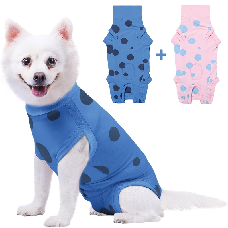 2 Packs Dog Recovery Suit Female Male, Blue+Pink, XS