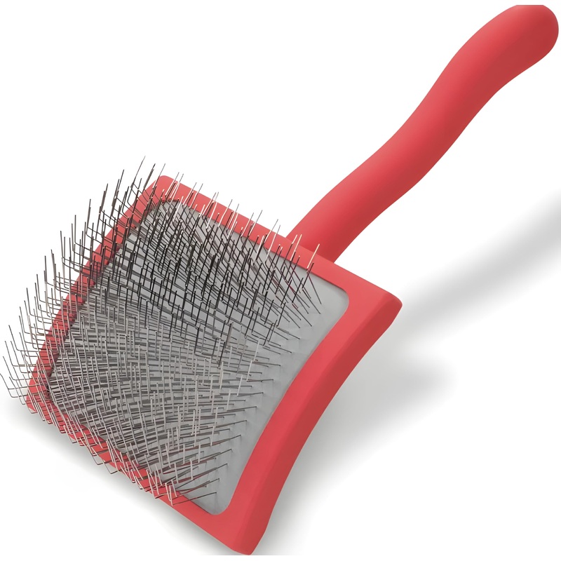 Big G Dog Slicker Brush for Professional Grooming – Fluff, Detangle & Style Goldendoodles, Labradoodles, Poodles & Long-Haired Dogs – Large Coral Curved Brush, Saves Time & Energy