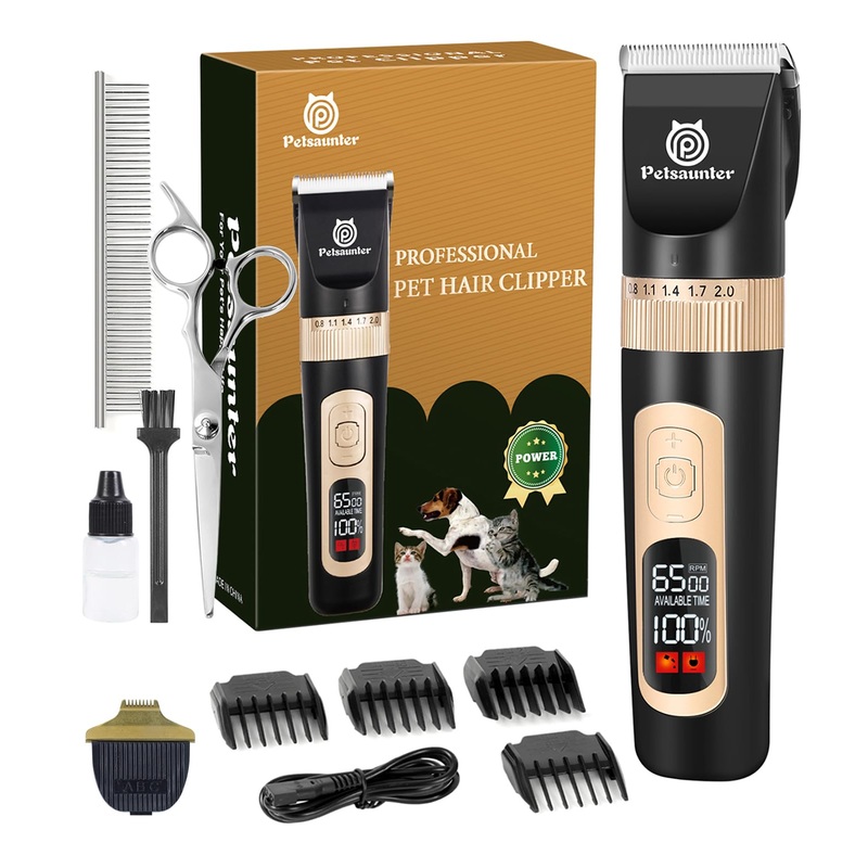 Dog Cat Clippers for Matted Hair – 4-Speed & LCD Dog Clippers for Grooming, Rechargeable for Large&Small Dogs&Cats with Thick Coats – Include a Metal Blade for Paw Trimming(C95ProSet Plus) C95ProSet Plus