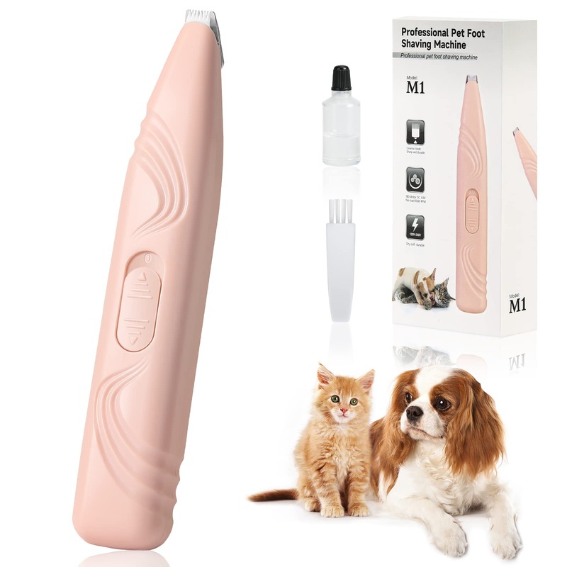 Dog Paw Trimmers, Cat Paw Clippers Low Noise Cordless Electric Mini Pet Clippers for Small & Medium Pets (Pink) Pink