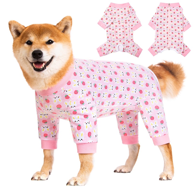 Dog Recovery Suit for Small Medium Large Dogs, Pet Onesie After Surgery Comfort Dog Bodysuit Anti Licking (Medium, Pink Bunny)