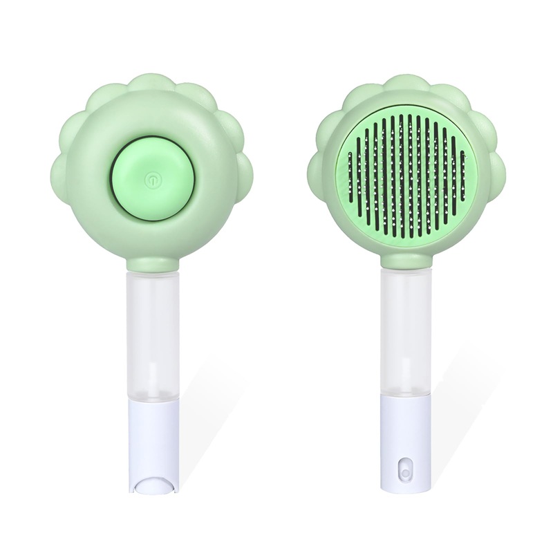IBUSY Green Spray Comb, Cat Brush with Release Button, For Indoor Cat Hair Removal