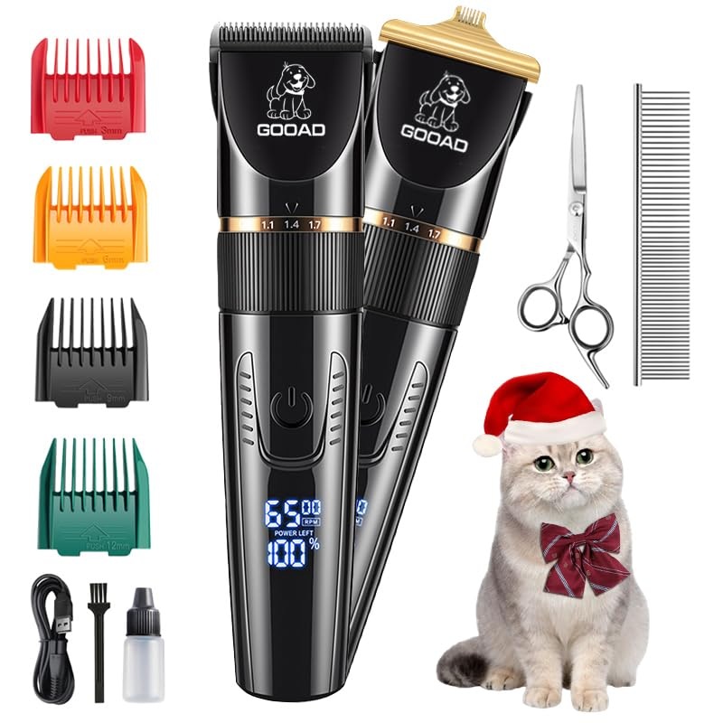 Pet Clippers for Matted Hair Cordless Cat Paw Trimmer for Grooming Low Noise Cat Shaver Thick Hair Cat Grooming Clippers for Long Hair Cats Black