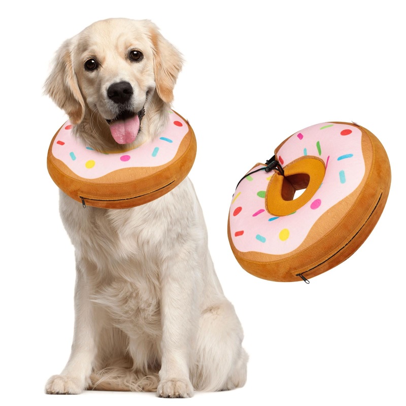 Protective Dog Donut Collar, Inflatable Dog Cone for Dogs After Surgery,Soft E Collar Alternative for Large Medium Small Dogs and Cats (L(14.96inch-19.68inch), Pink)