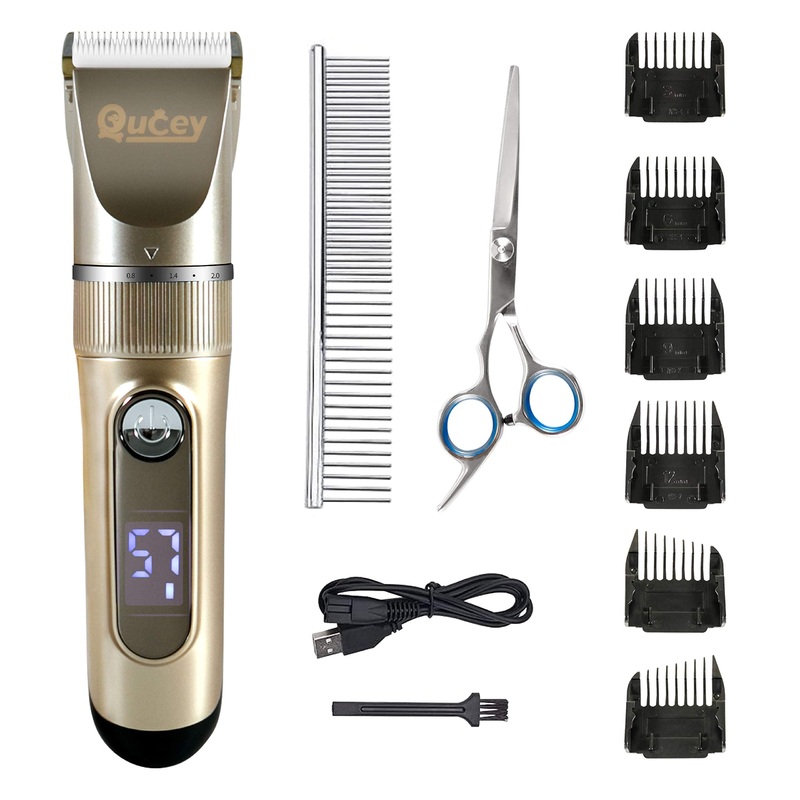 Rechargeable Dog Grooming Kit, Low Noise Electric Pets Hair Trimmers Shaver Shears for Dogs and Cats