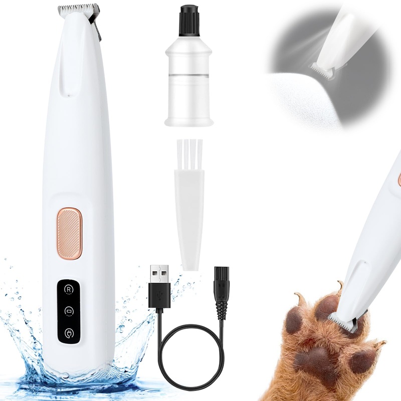 Saffory Paw Trimmer,Saffory Dog Trimmer,Electric Dog Trimmer,Rechargeable Low Noise Pet Trimmer Hair Clipper with LED Light,Saffory Dog Paw Trimmer Waterproof for Dogs Cats Hair Trimming(1 Set) 1pc