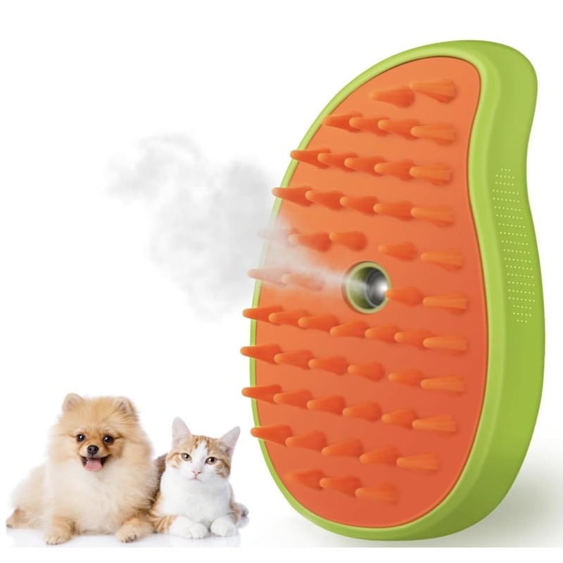 Steamy 3-in-1 Self-Cleaning Cat Grooming Brush – Massage, Removes Knots and Loose Hair