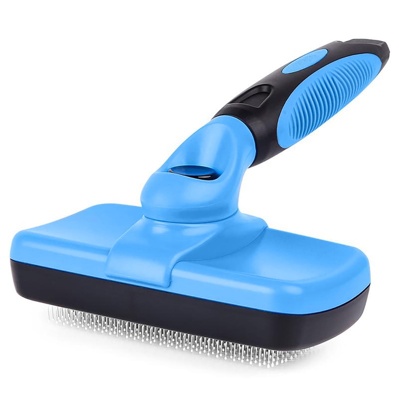 YINGFAN Slicker Brush for Dogs, Self Cleaning Dog Brush for Shedding, Dog Hair Brush for Long Haired Dogs, 7.1 Inch (Blue) Blue