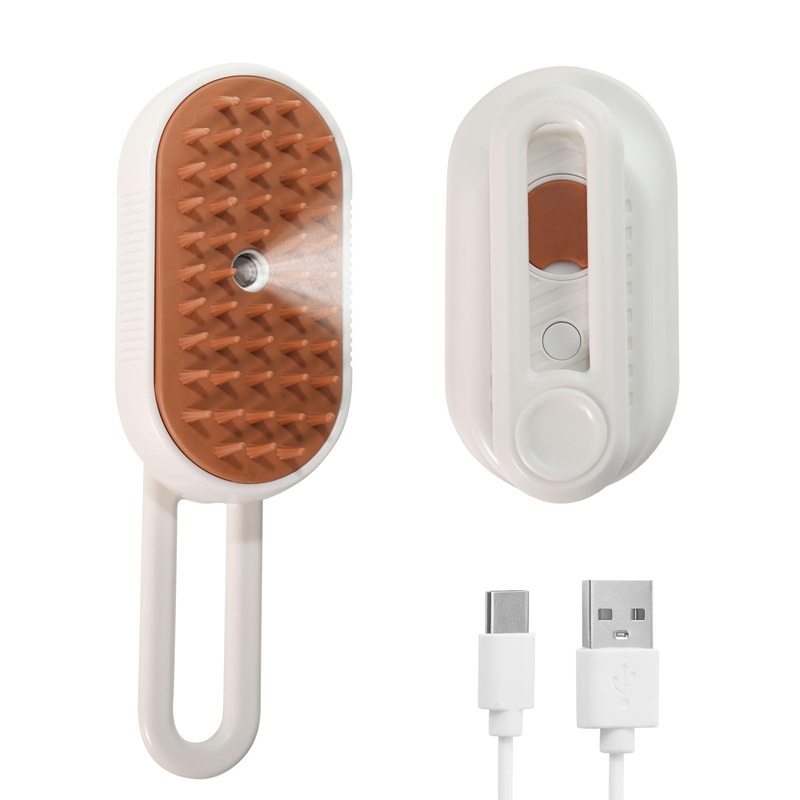 3-in-1 Cat Steam Brush for Shedding, Rechargeable Cat Brush with Gentle Mist, Pet Hair Steam Brush for Cats and Dogs, Spritz Defur Comb for Cats (White) White