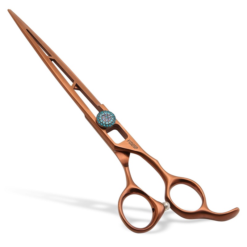 7.0” Straight Dog Grooming Scissors Professioanl Pet Grooming Shears for Small Dog Cat High Cobalt Alloy Steel Hollow Out Design(7, Chocolate Striaght) Chocolate Straigth Shears 7 inch
