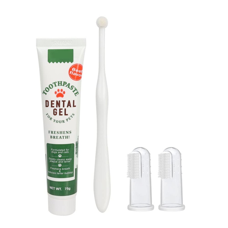 A Series of Sets for Pets Tooth Protecting and Cleaning. Including Toothpaste,Toothbrush and Fingerbrush.Preventing Tartar Buildup and Plaque.Beef Flavor.(Medium) Medium