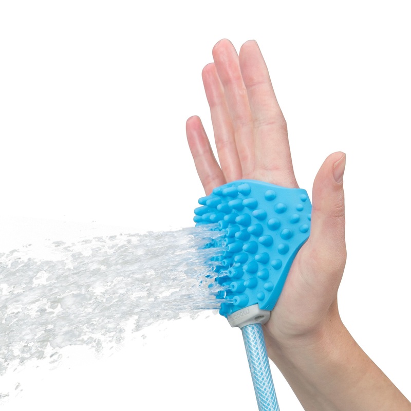 Aquapaw Pet Bathing Tool  Sprayer and Scrubber in One  Compatible with Indoor Shower or Outdoor Garden Hose  For Dog and Cat Grooming  Garden Hose and Shower Adapters Included