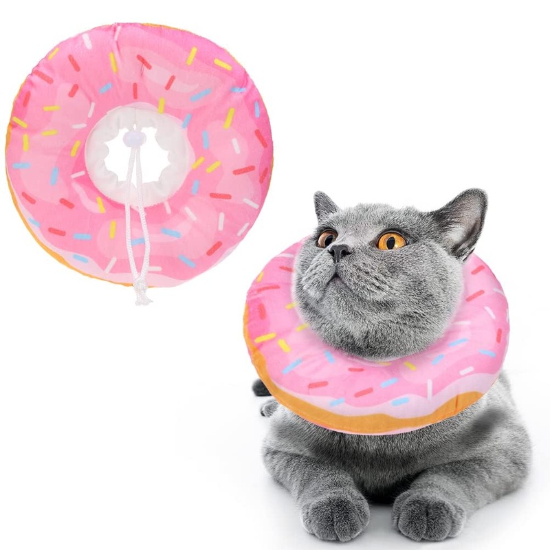 BINGPET Cat Cone Collar Soft,Donut Cat Small Dog Recovery Collar,Wound Healing Protective Cone Surgery Elizabethan Collars,Adjustable Protective Pet Cat Cones After Surgery for Kittens &Small Pets Light Pink Small(Neck:5″-8.6″)