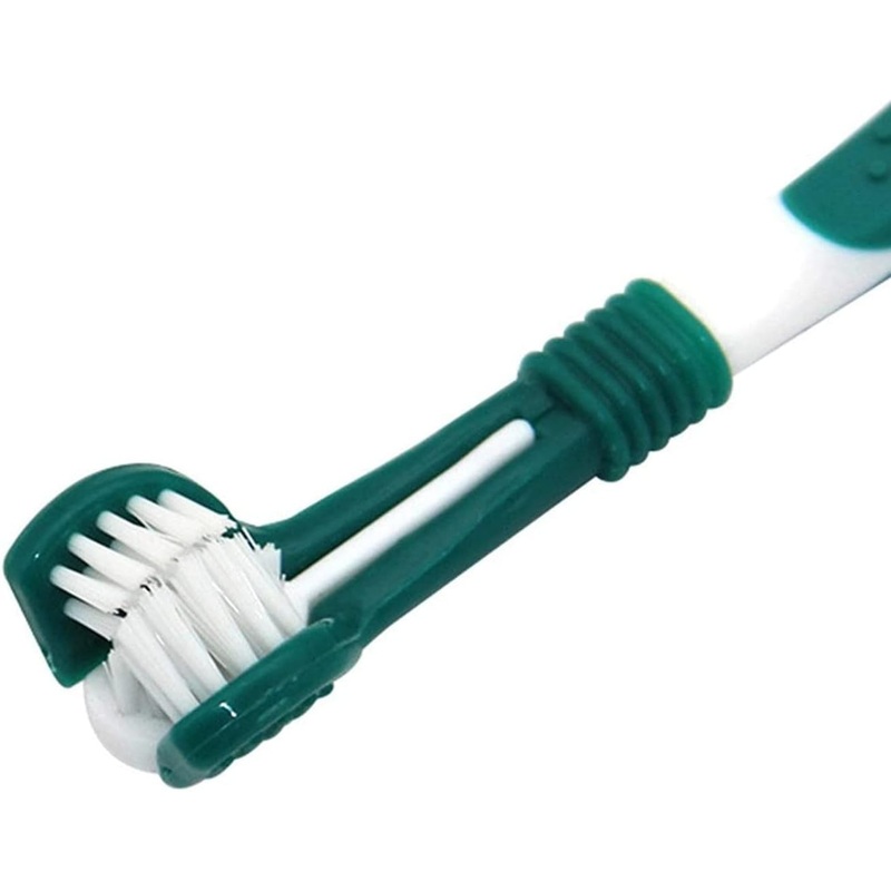 BWESOO Green Dog Toothbrush, Triple Headed Toothbrush Dog Toothbrush for Pet Dog Toothbrushes