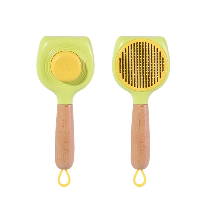 Cat Brush Dog Brush with Release Button for Shedding (fluorescent yellow color)